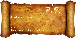 Pakos Ida névjegykártya